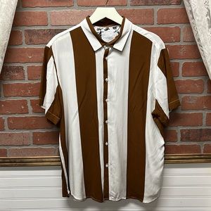 Denim & Flower Caramel Striped Button Up Shirt